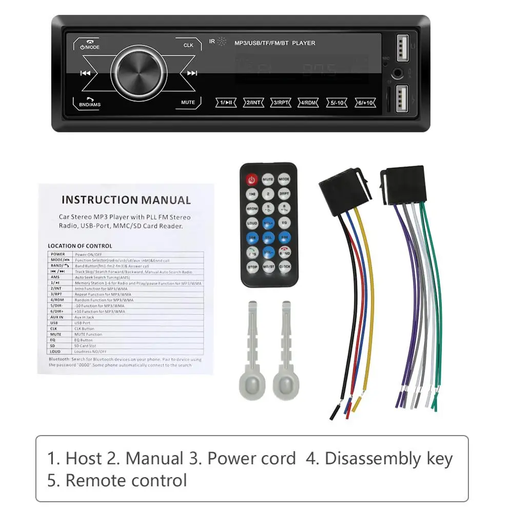 

1 Din Car Mp3 Player Car Bluetooth USB 2.0 Windows CE 6.0 7-inch Capacitive Screen 8GB Memory Hi-Fi Speaker With FM Transmit