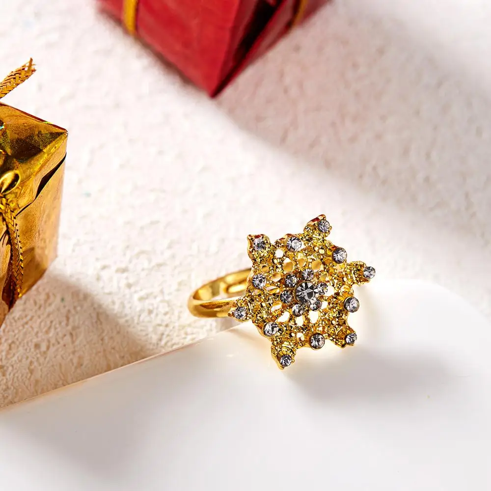 Новое модное эмалированное рождественское кольцо с кристаллами женское изящное