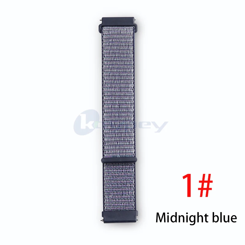 Midnight blue 22 мм 20 мм нейлоновый ремешок для Xiaomi Huami Amazfit Bip Pace Stratos 2/2s ремешок на запястье нейлоновая петля ремешок на липучке аксессуары для умных часов - Цвет: Midnight blue