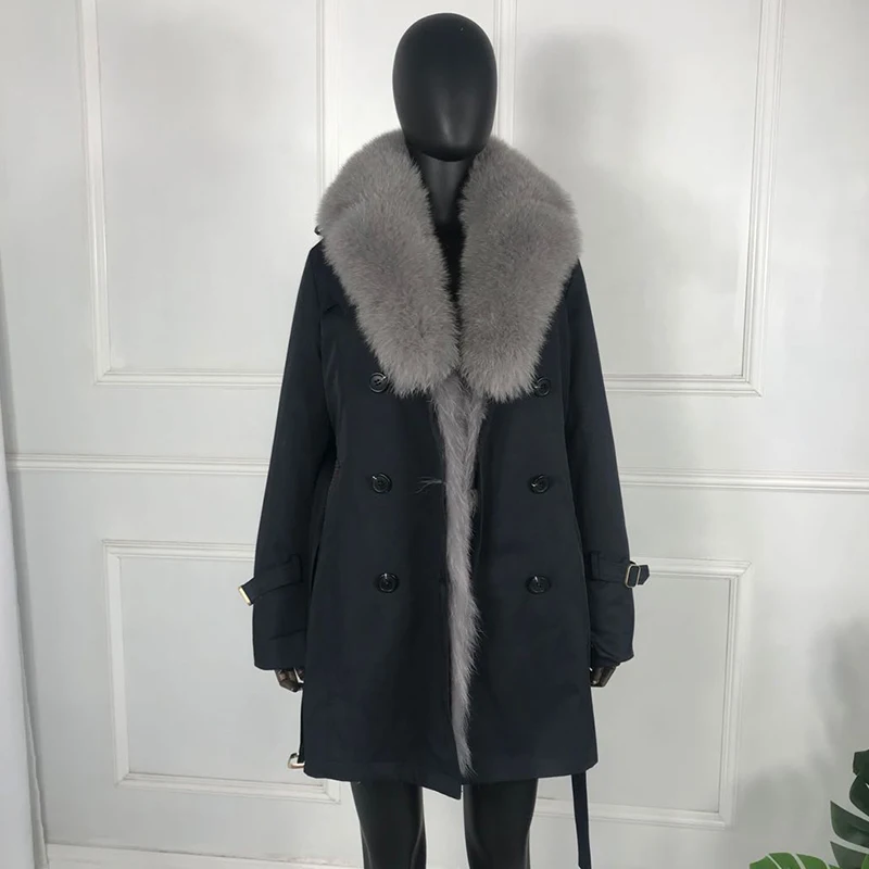 Женская парка с натуральным лисьим мехом новинка 2020 модное пальто круглым