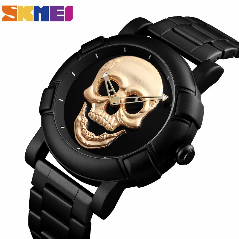 

SKMEI Stylish Skeleton Men Quartz WatchTop Brand Skull Watch Men 3Bar Waterproof Quartz Wristwatch Relogio Masculino 9178
