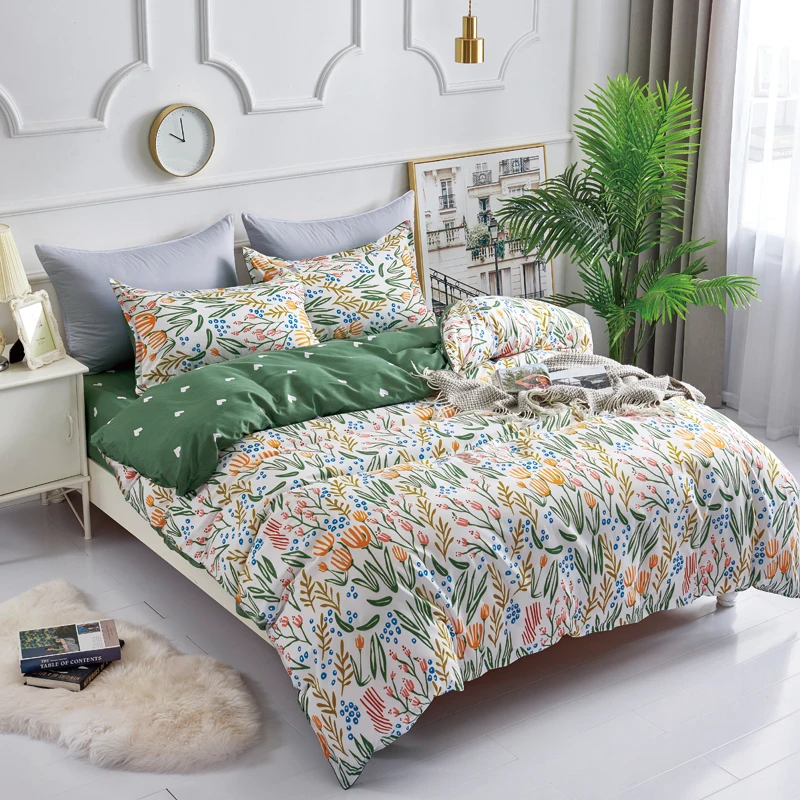 

2021New Floral Style Comforter Bedding Set 3/4pcs Bedclothes Sets Bed Linings Duvet Cover Bed Sheet Pillowcases