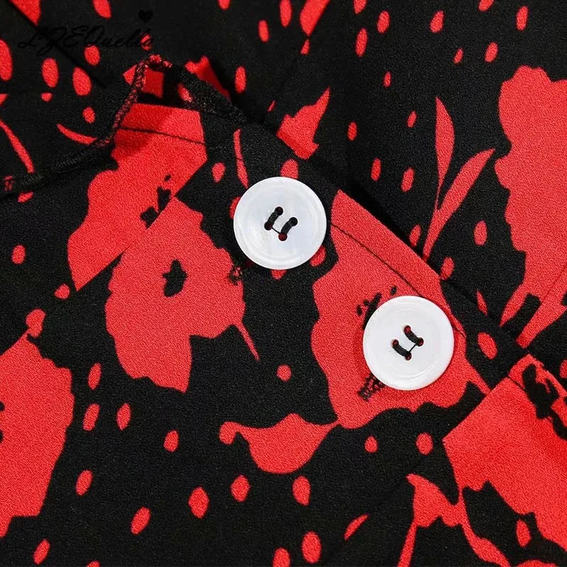 

LZEQuella Women Boho Floral Print Split Long Dress Summer 2021 Short Sleeve Deep V Neck Party Holiday Dresses Vestidos NZ2604