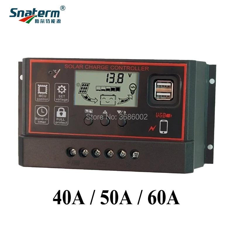 Новинка автоматический ЖК контроллер солнечной батареи 60 А 50 40 12/24 в ШИМ панель