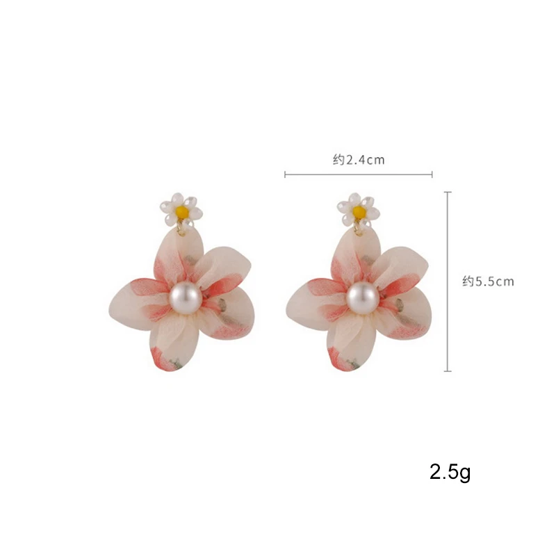 

Korean Fashion Pink Lace Flower Earrings for Women Girls Cute Pearl Stud Earrings Elegant Jewelry Pendientes Wholesale MS319