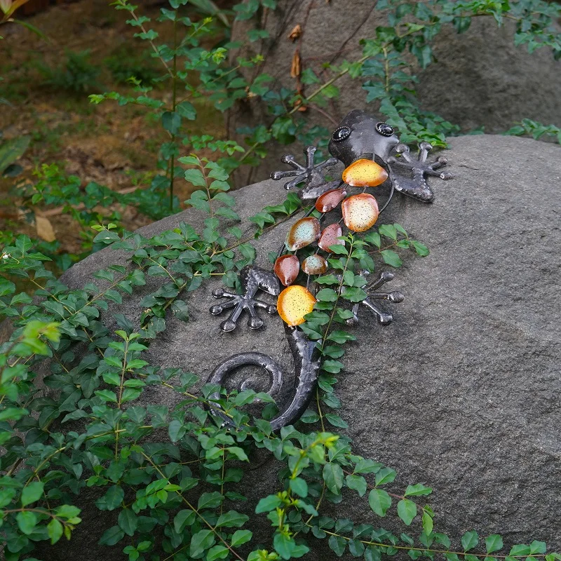 Большое металлическое настенное украшение Gecko для дома и сада наружные статуи скульптуры двор|Садовые