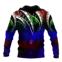 polynesian tattoo and color 3d printing autumn mens sweatshirt unisex casual pullover zipper hoodie fashionable street hoodie