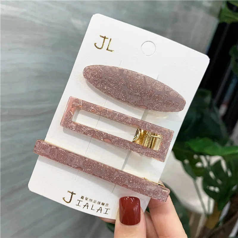 

New 3PCS/Set Fashion Pearls Acetate Geometric Hair Clips For Women Girls Headband Sweet Hairpins Barrettes Hair Accessories Set