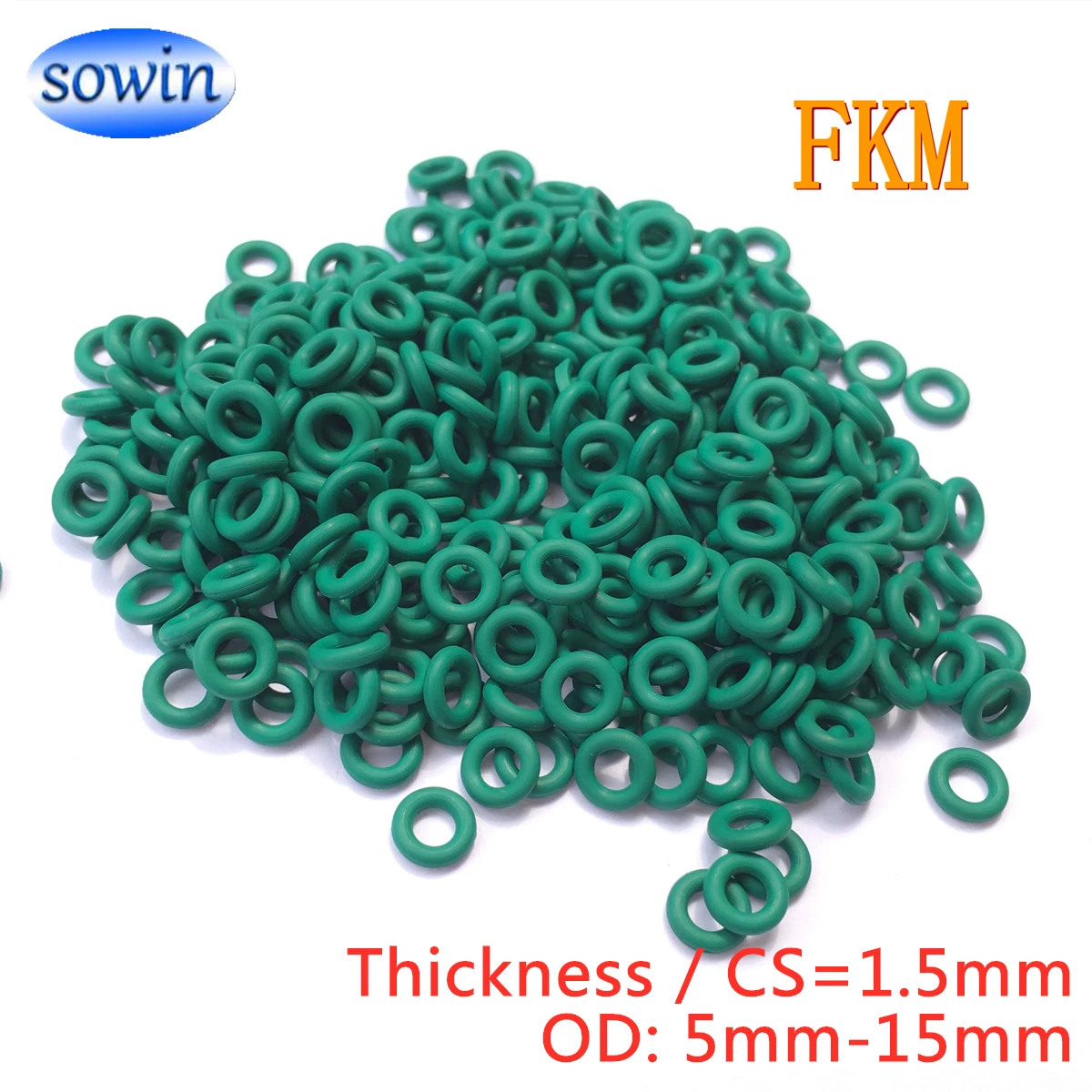 CS 1.5mm OD5 6 7 8 9 10 11 12 13 14 15mm Green FKM Fluorine Rubber O Ring O-Ring Oil Sealing Gaskets | Washers