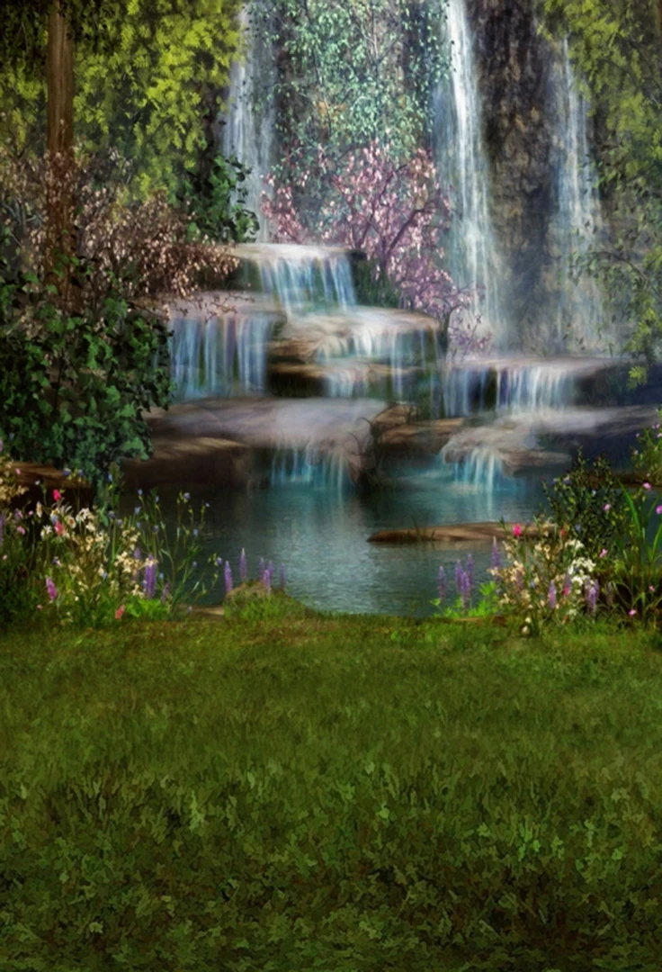 Фотография HUAYI фотография детской фотобудки фон с естественным водопадом