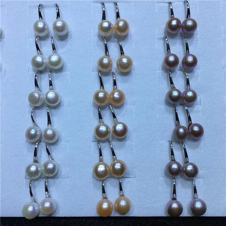 

Wholesale 100pairs/lot Hot Cheap 8-9mm Big Real Freshwater Pearl Earrings Silver Plated Drop Earrings Nice Party Wedding Gift