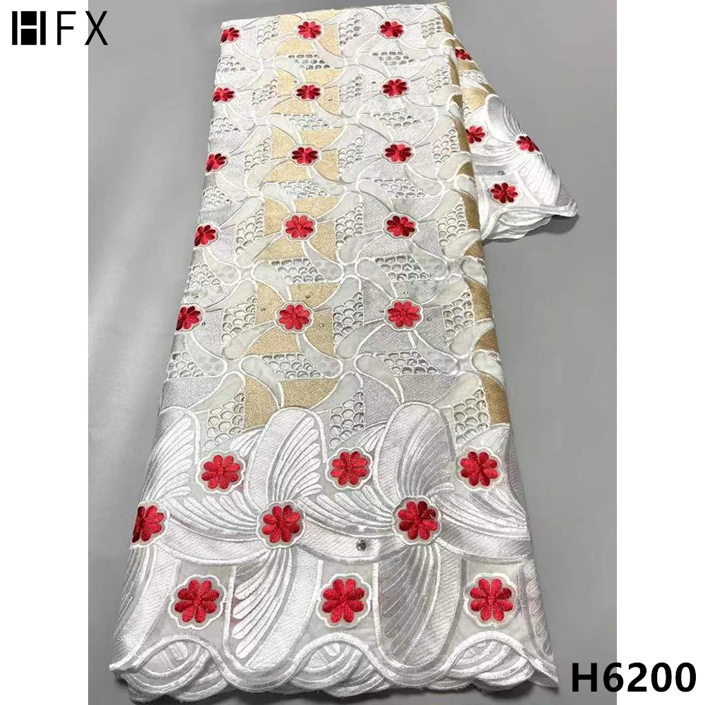 

HFX Чистый хлопок швейцарская вуаль вышивка кружева ткань 2022 высокое качество сухие Африканские кружева ткань для свадебного платья H6200