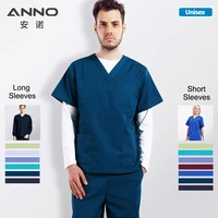 anno solid color scrubs set work cloths with shortlong sleeves nursing uniform tops trousers nurse suit hospital dress