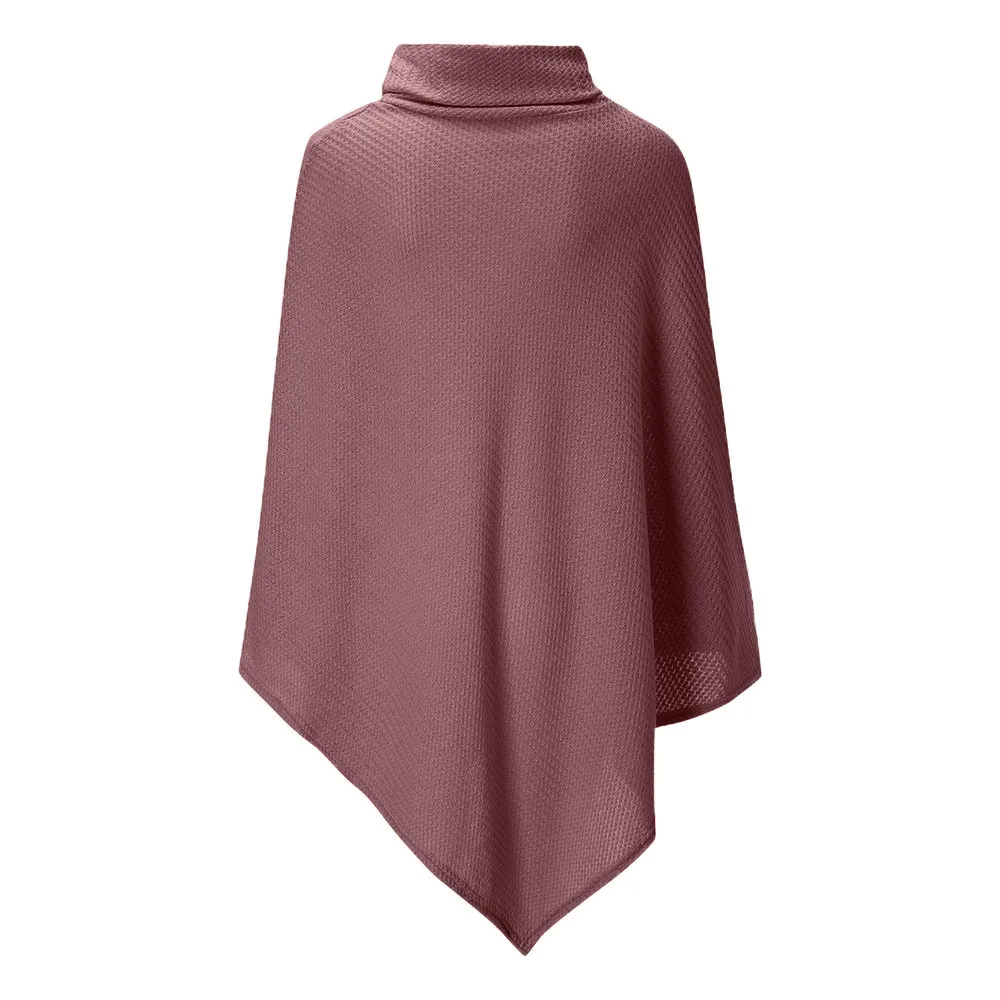 Turtleneck Women's Knit Sweaters Poncho with Button Irregular Hem Pullover Long Jersey Mujer Elegant Slim Fashion 2019 | Женская