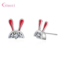 925 sterling silver cute rabbit stud earrings women girls fashion jewelry for wedding engagement party animal earring studs