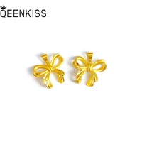 qeenkiss pt535 fine jewelry wholesale fashion hot woman girl birthday wedding gift cute bowknot 24kt gold pendant charm no chain