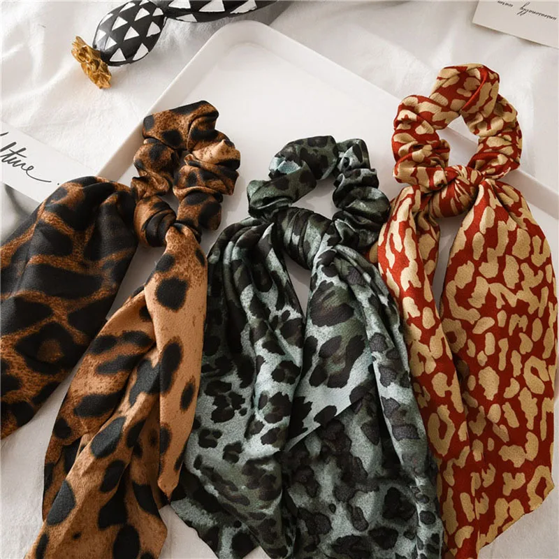 Женская резинка для волос с большим бантом и леопардовым принтом| |