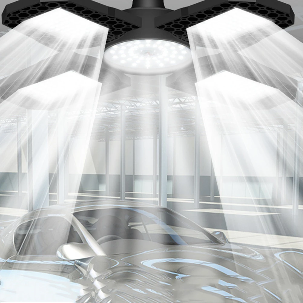

Super Bright LED Garage Light Folding Deformation Four-Leaf Garage Lighting Lamp Factory Warehouse High Bay Lighting Lamp