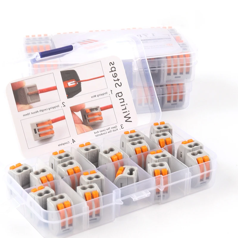 

Boxed Universal Quick Wire Cable Connectors Eectric Compact Conductor Spring Splicing Wiring Connector Push-in Terminal Block