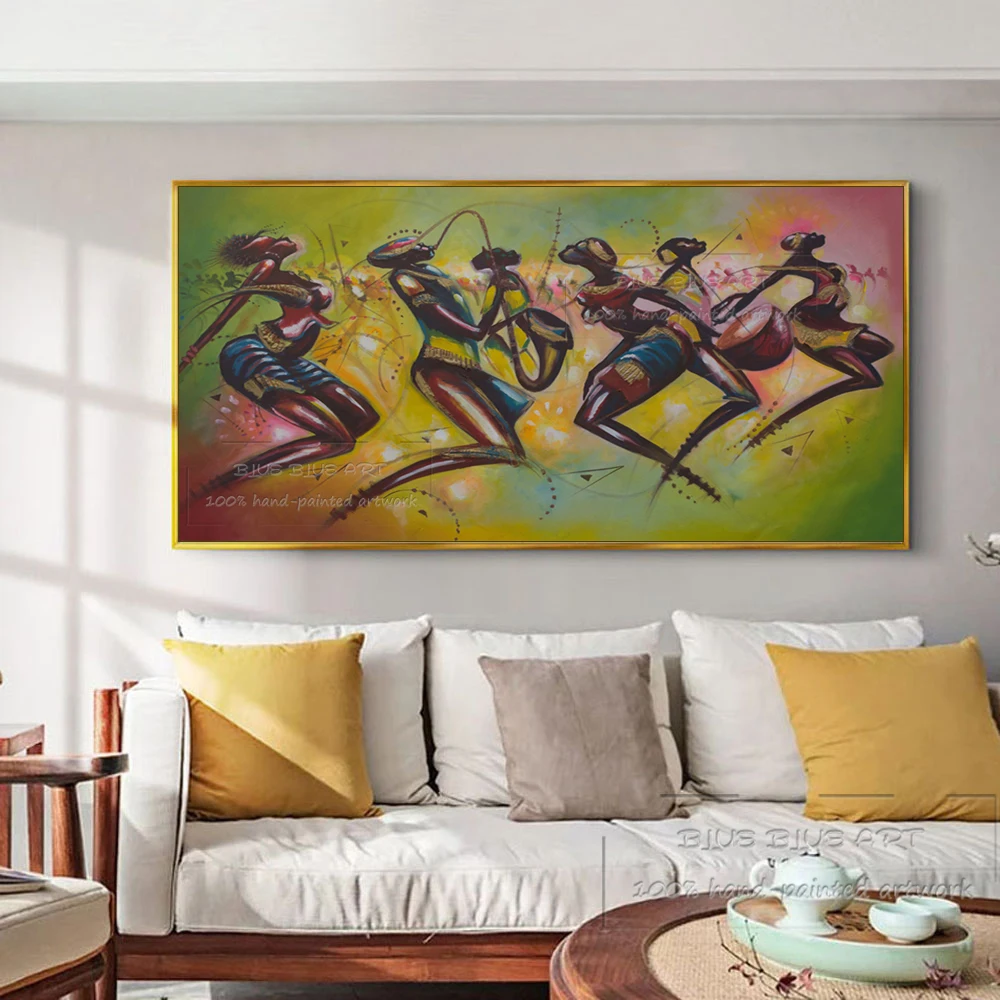 Ручная роспись африканские искусства африканское племя женщина танцы и игра