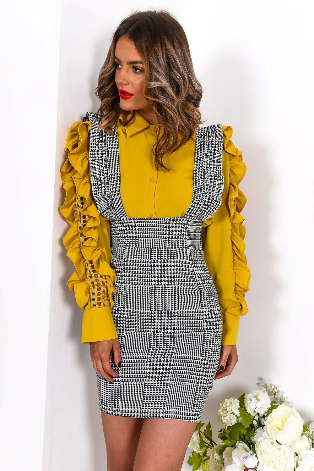 

2021 Women Summer Tooth Frill Ruffle Plaid Suspender Skirt Party Evening OL Office New Lady Slim Overall Skirts Clothes