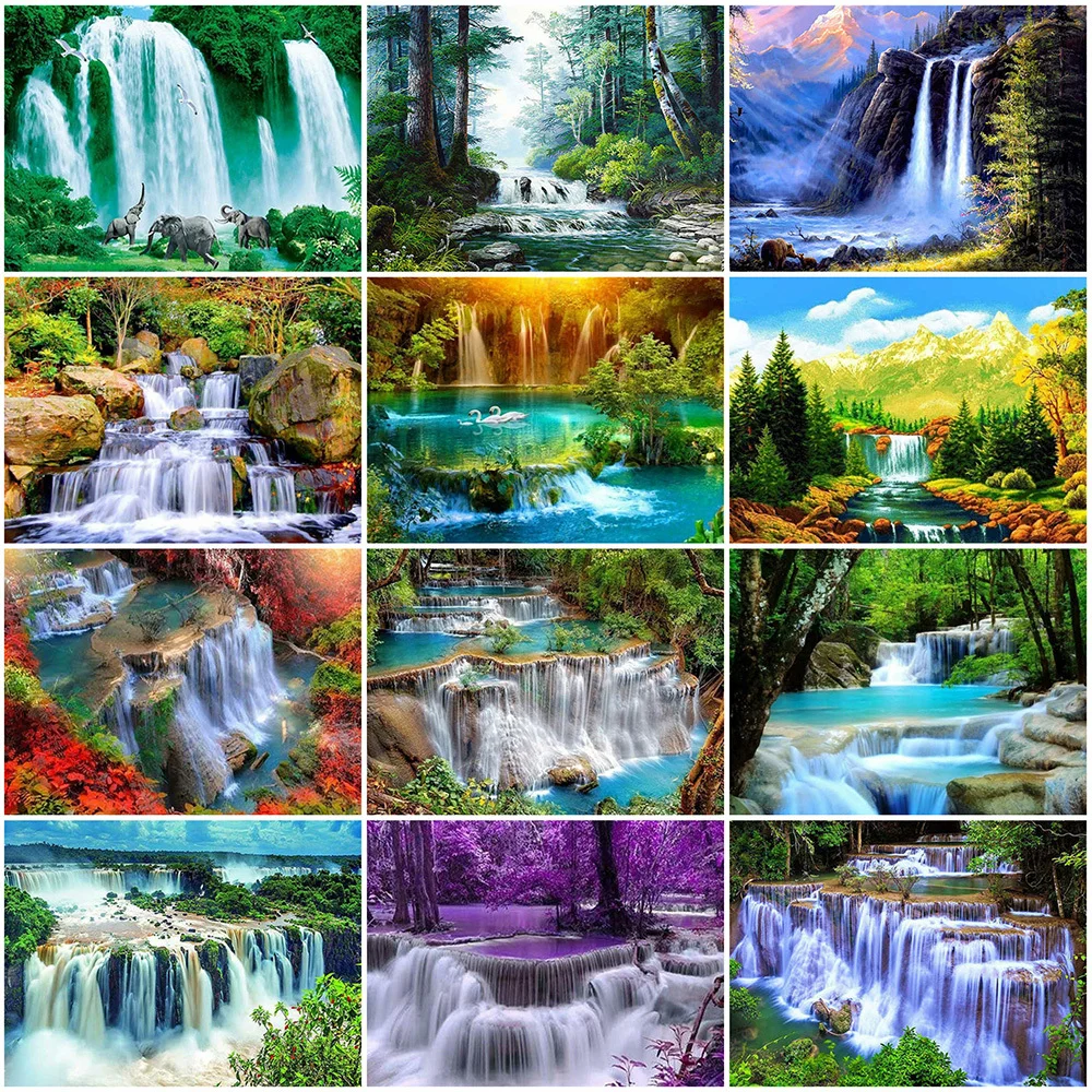 

Набор для алмазной вышивки «Водопад» MomoArt, картина из квадратных страз «сделай сам», вышивка крестиком, Настенный декор