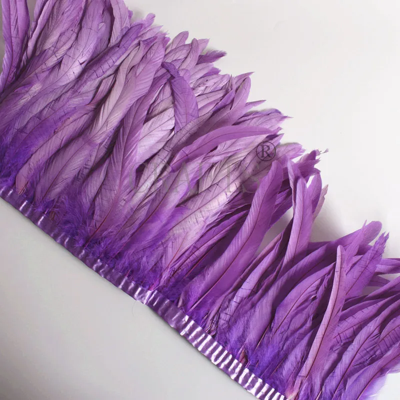 light purple 10 ярдов петух перо отделка 25-30 см Coque перо нанизанная курица отделка из перьев платье/юбка/костюм карнавальный Декор - Цвет: light purple