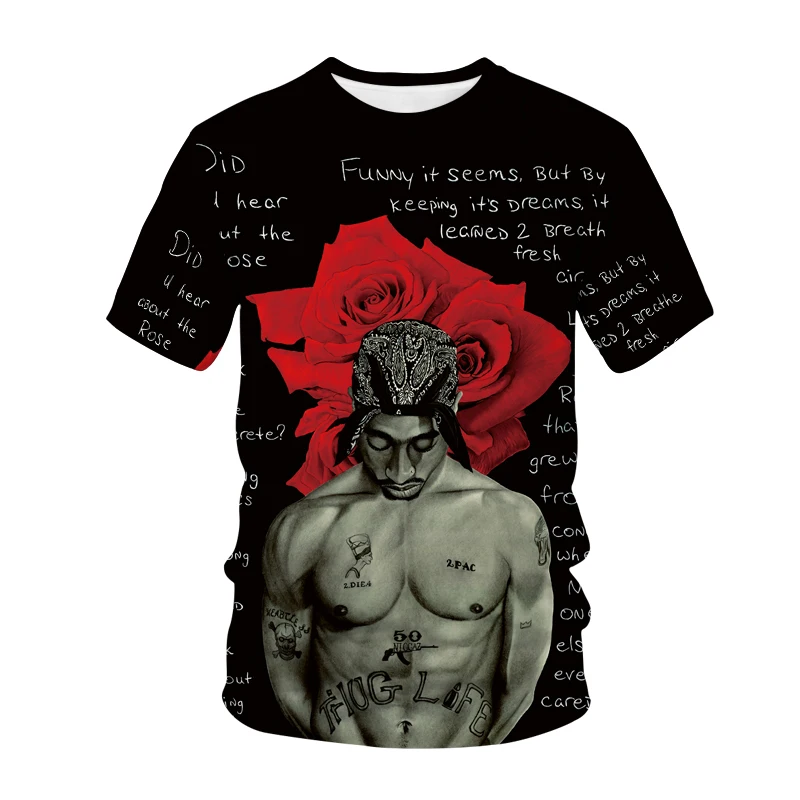 

2Pac T-shirt Rapper Star Tupac 3D Print Streetwear Men Women Casual O-Neck T Shirt Rap Singer Hip Hop Music Tshirt Tops