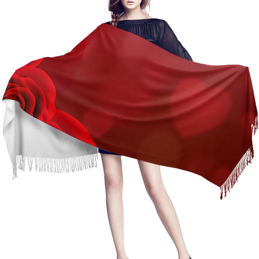 Модные большие шарфы на День святого Валентина розовый красный шарф с сердцем