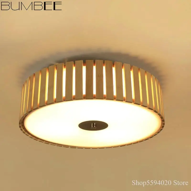 Японский потолочный светильник из цельного дерева с татами Теплый Новый