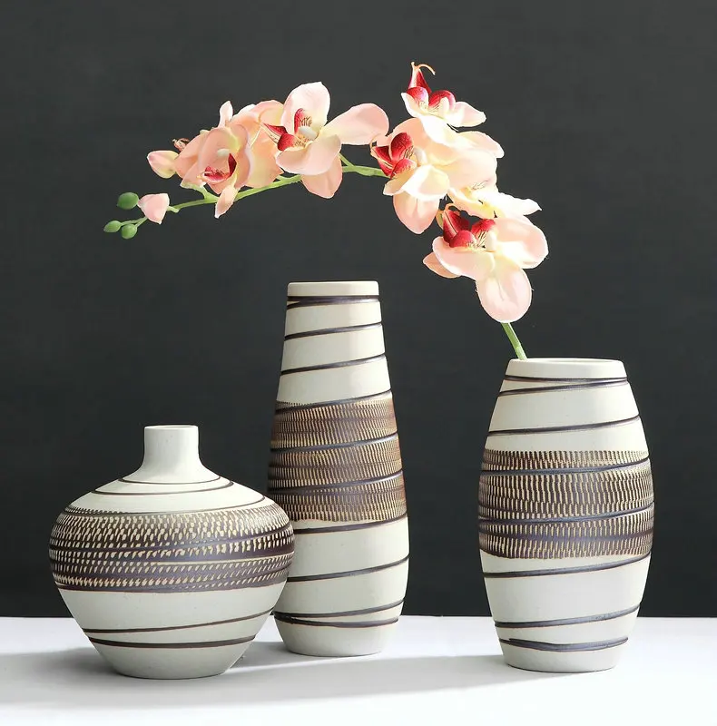 

Retro Vase Indoor Porcelain Modern Plant Ceramic Vase Floor Minimalist Decor Desk Floor Office Modern Jarrones Vases BG50VS