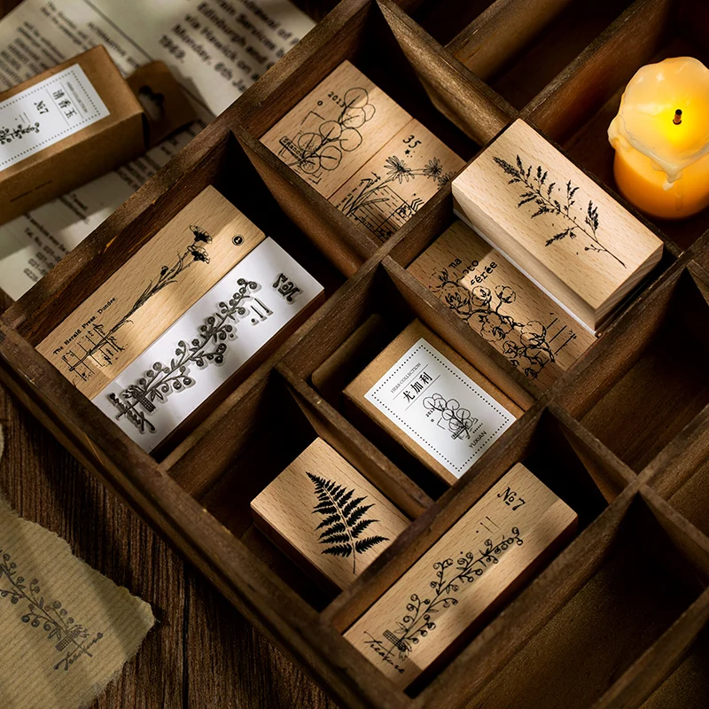 Винтажные растения коллекция трав декоративные штампы DIY деревянные и резиновые