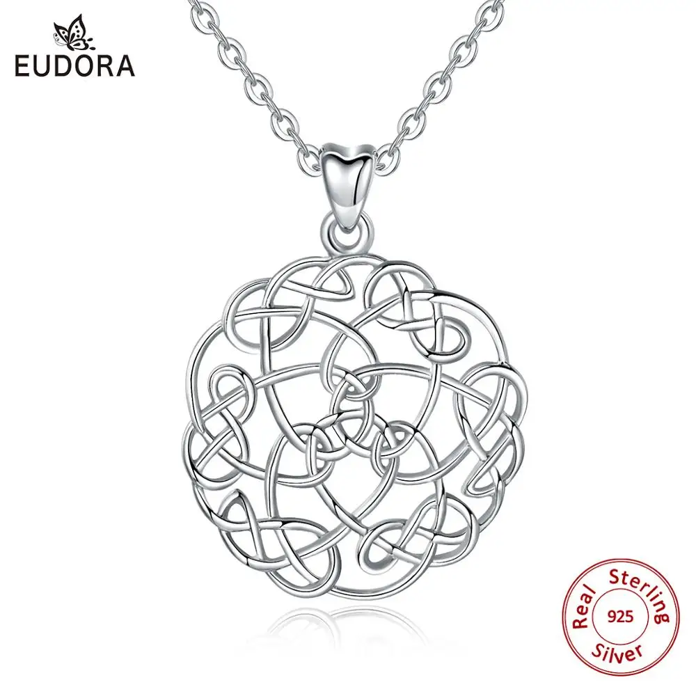 Ожерелье EUDORA из стерлингового серебра с искусственным кельтским узлом