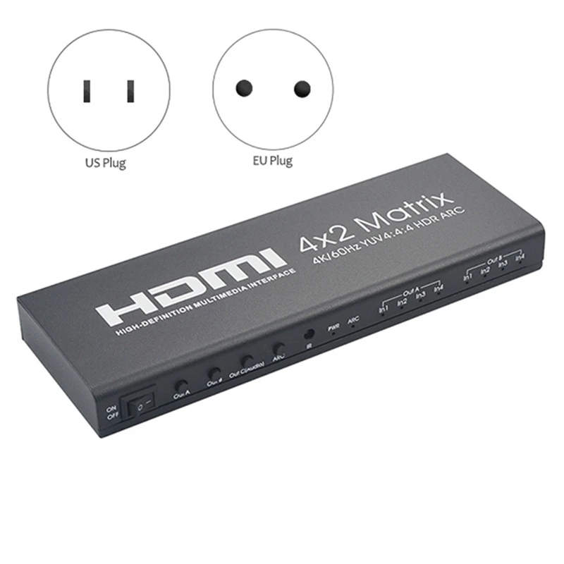 

Совместимому с HDMI матрица 4K 60Hz/4X2/4 в 2 Выход HDMI-совместимый матричный распределитель с аудио HDR/PS4