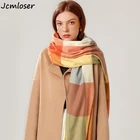 Новинка 2020, зимний кашемировый шарф, женские толстые теплые шали, пледы, женские шарфы в клетку, модное одеяло из пашмины с кисточками, качественный платок