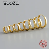 woozu minimalist golden round hoop earrings 925 sterling silver french circle ear buckle for women pierced ear bone jewelry gift