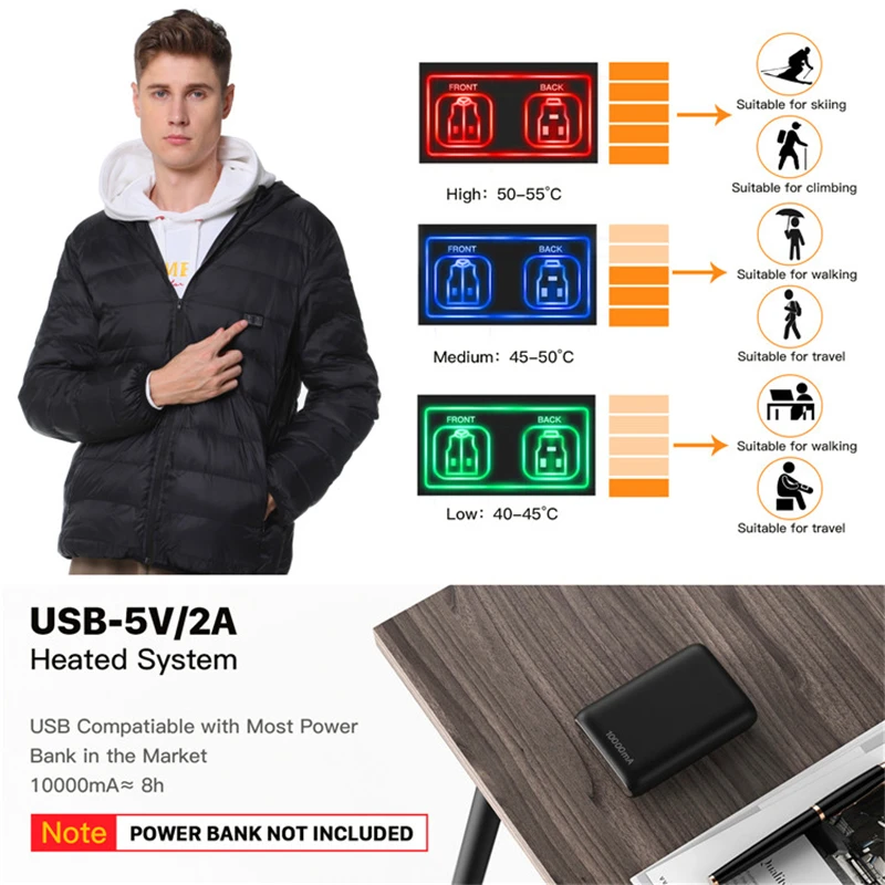 VINMORI утепленный пуховик перезаряжаемый жилет с подогревом для спорта на открытом