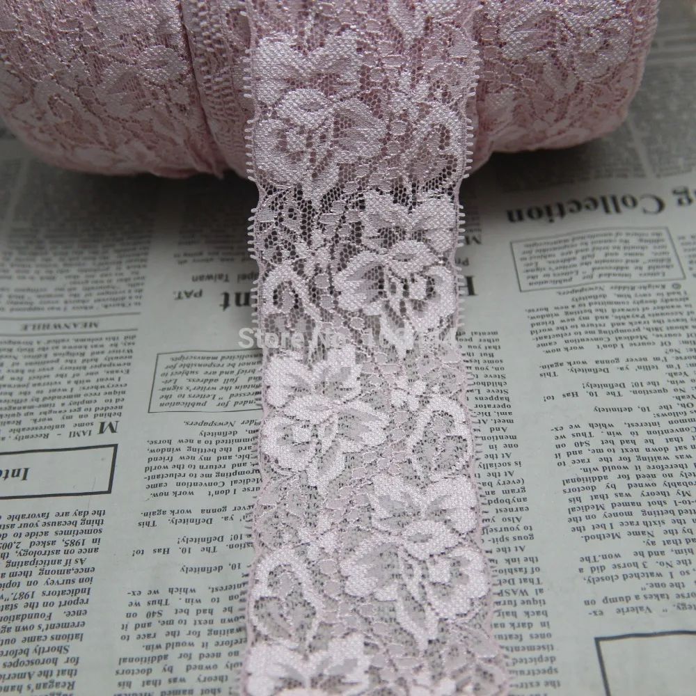 

A Roll 268 Yards 63mm Width Pink Elastic Stretch Lace Trim Sewing Headband Elastic Lace