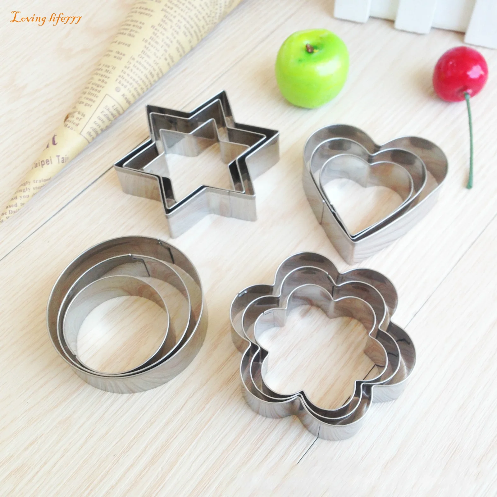 

12PCS Cookie Cutter Cutting Biscuits Stainless Steel Mold Biscuits Flower Fondant Pastry Decorating Baking Kitchen Tools #LR2