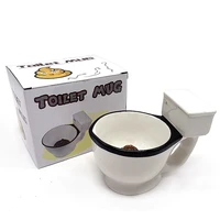 novelty toilet ceramic mug with handle 300ml coffee tea milk ice cream cup spoof poop cup funny gifts for friends