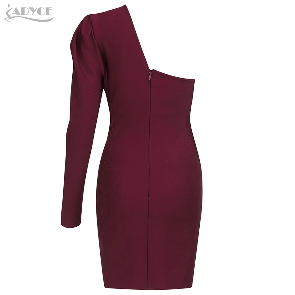 

Adyce 2021 New Summer One Shoulder Long Sleeve Bandage Dress Women Sexy Ruffles Mini Club Celebrity Evening Party Bodycon Dress
