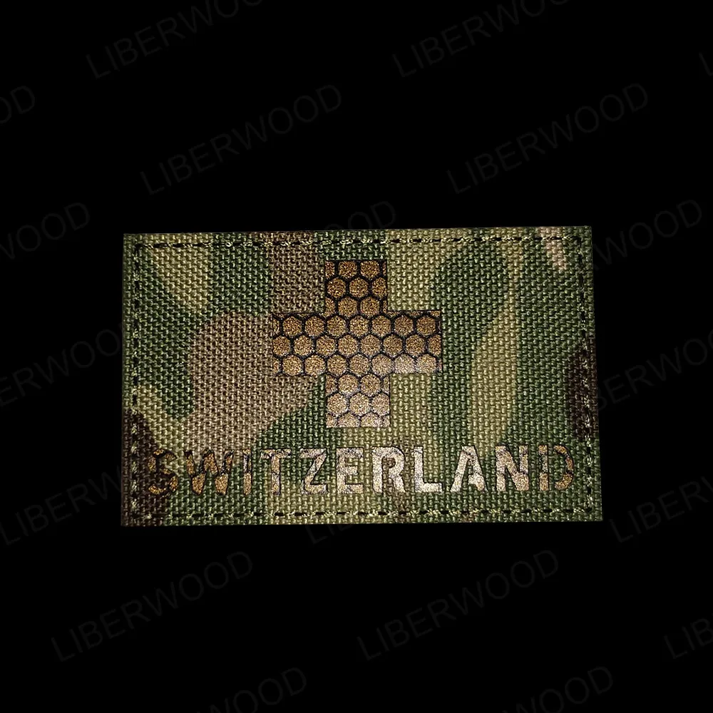 Швейцарский флаг швейцарская вышитая аппликация ИК-Инфракрасная тактическая