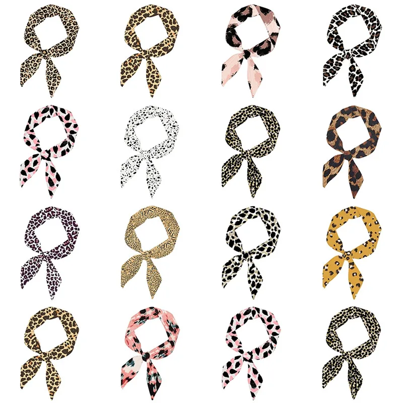 

Chiffon Ice Silk Square Scarf Leopard Print Pattern Hair Scarf Handkerchief Lady Handbag Ribbon Hair Band Kerchief