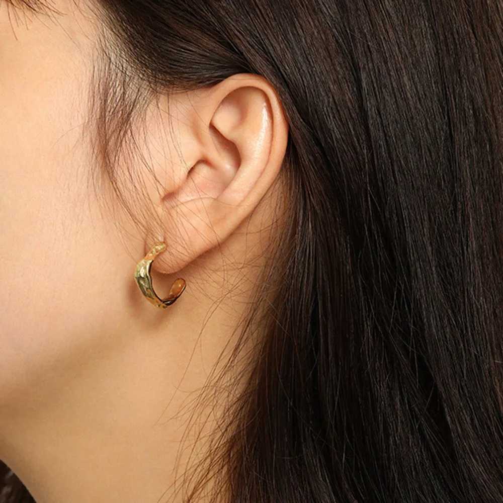 

KIKICHICC New 925 Sterling Silver Gold Irregular Geometric Hoops Earring Women 2021 Wedding Rock Punk Jewelry Gift Clips Loops