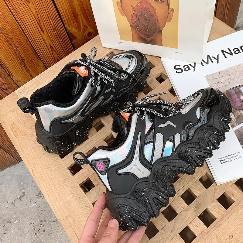 Кроссовки женские на толстой подошве Вулканизированная подошва плюшевая