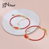 gn pearl bracelet 925 sterling silver red rope good luck chain gn pearl genuine natural freshwater pearl bracelet for women gift