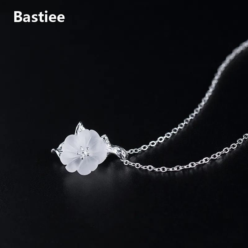 

Bastiee 925 Sterling Silver Jewelry For Women Crystals Necklace Pendant Vintage Link Chain Plum Blossom Flower Hanfu Accessories