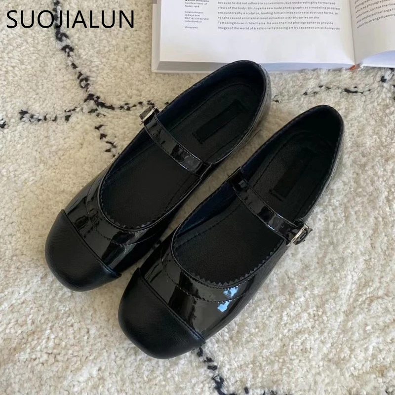 SUOJIALUN 2021 New Brand Women Flats Top Quality Flat Shoes Fashion Mix Color Round Toe Loafers Casual Outdoor Shoes Ballet Flat
