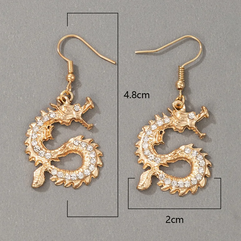 

Chinese Style Dragon Drop Earrings 2021 Trendy Punk Personality Dragon Totem Earrings for Women Fashion Jewelry Gift brincos