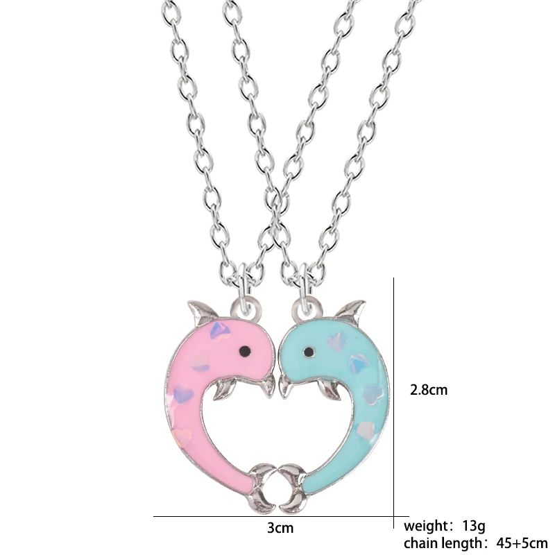 2020 Новое модное ожерелье Для Пары Дельфин синего и розового цвета с вышивкой в